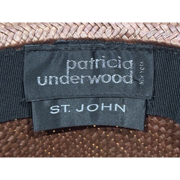 Vintage St. John Patricia Underwood Made In USA Brown Woven Straw Fedora Hat main image 8